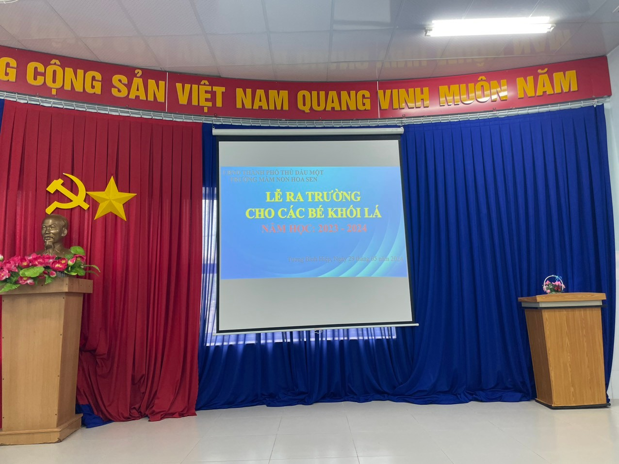 TRƯỜNG MẦM NON HOA SEN TỔ CHỨC LỄ RA TRƯỜNG CHO CÁC BÉ LỚP MẪU GIÁO 5 TUỔI NĂM HỌC 2023-2024